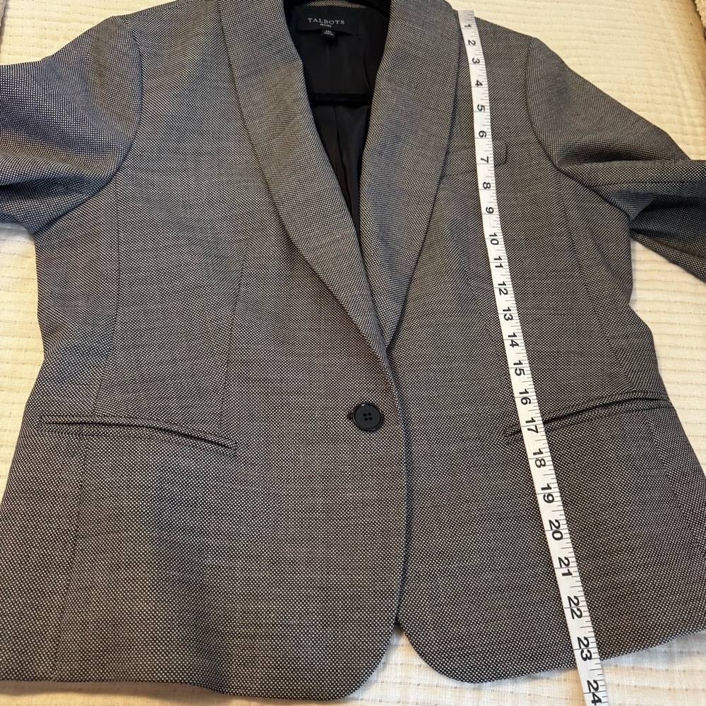 Talbots Gray Wool Blend One Button Closure Blazer… - image 5